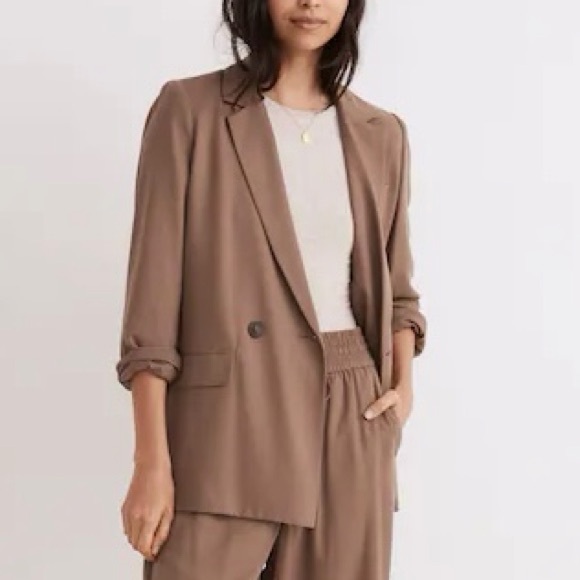 Madewell Jackets & Blazers - Madewell Drapeweave Caldwell Double Breasted Blazer Castle Rock Brown XS